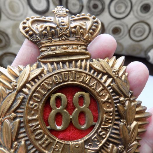 Victorian Connaught Rangers Helmet Plate.88th regiment of foot.Three lugs on reverse.