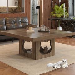 Industrial Square Coffee Table with Storage,Wood Coffee Table for Living Room,90cm