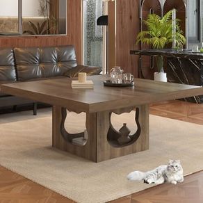 Industrial Square Coffee Table with Storage,Wood Coffee Table for Living Room,90cm