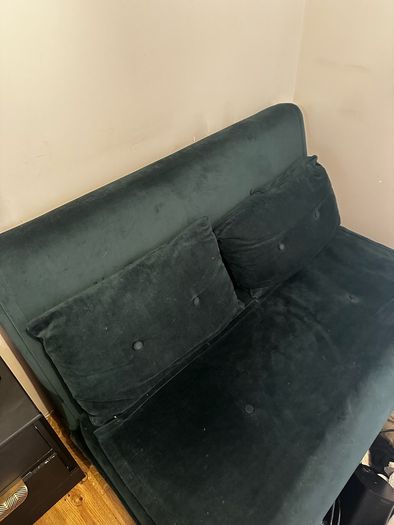 2 Seater Double Sofa Bed - Green Velvet