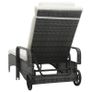 Sun Lounger with Wheels Poly Rattan Grey Image 4