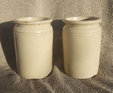 Two antique stoneware jars (c.1910s) - both in excellent undamaged condition (5.5" height)
