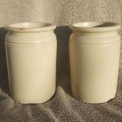 Two antique stoneware jars (c.1910s) - both in excellent undamaged condition (5.5" height)