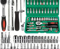 46pc Drive Socket Set 1/4 inch Ratchet Wrench Set Mechanic Tool Kits for Auto Repair Hous with Sockets Metric Hex Bit Socket Set