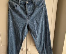 Rhinestone embellished mom jeans