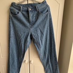 Rhinestone embellished mom jeans