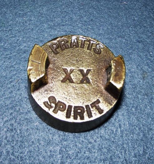 Vintage "PRATTS SPIRIT" 2gall brass oil can cap
