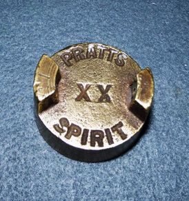 Vintage "PRATTS SPIRIT" 2gall brass oil can cap