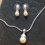 Vintage Zirconia Pearl Set of Necklace and Earrings Image 3