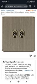 2 x antique brass light switches (2 gang)