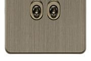 2 x antique brass light switches (2 gang)