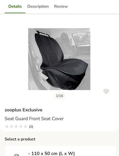 Zooplus Seat Guard Front Seat Cover BNWT