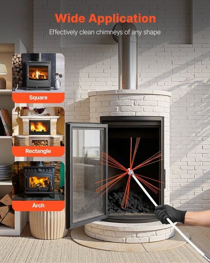 12m Chimney Sweep Kit with Flexible Rods