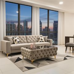Long Chester Lux Coffee Table Velvet 103x63x45 cm