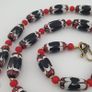 Antique Venetian Style Black Trade & Red Venetian Whiteheart Glass Beads Necklace Image 10