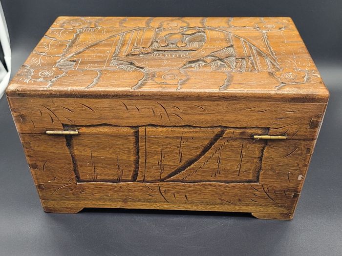 Antique Chinese Carved Wooden Large Box
