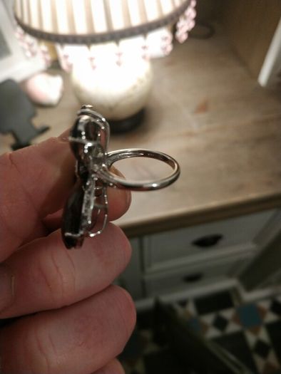 Smoky quartz & topaz silver Butterfly ring