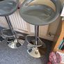 3x kitchen bar island stools grey with chrome legs Image 2