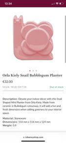 Orla Kiely Snail Bubblegum Planter -BNIB