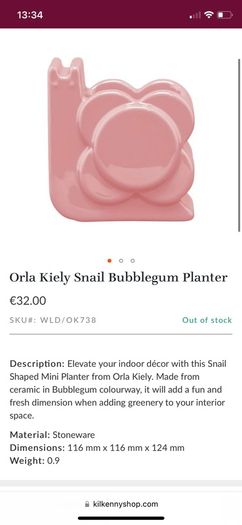 Orla Kiely Snail Bubblegum Planter -BNIB