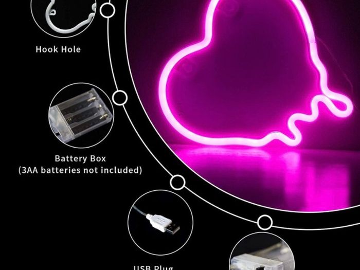 Heart Neon Signs, Pink Heart Neon Lamp Pink LED Neon Lights Night Light