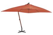 Cantilever Umbrella with Wooden Pole 400x300 cm Terracotta