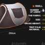 3-4 person Popup Tent - Orange & Grey Image 4