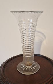 10Inch Tall Vintage Crystal Cut Stem Vase