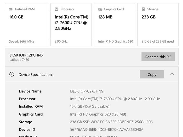 Dell Latitude 7480 | I7-7600u Cpu @ 2.8ghz | 16gb Ram | 256 Gb Ssd | Win 10 Pro | 14" Full Hd