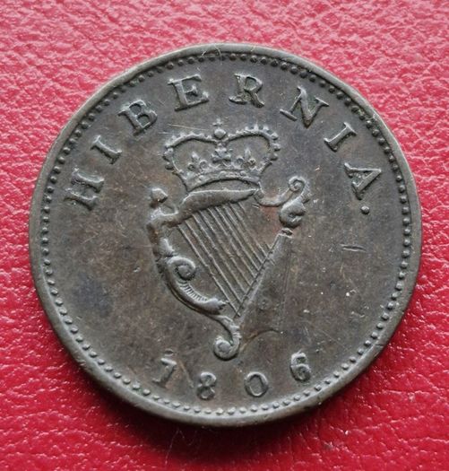 Ireland Hibernia Farthing 1806 - King George III coin