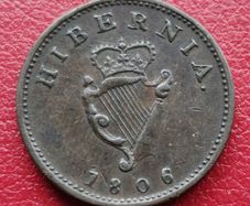 Ireland Hibernia Farthing 1806 - King George III coin