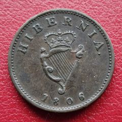 Ireland Hibernia Farthing 1806 - King George III coin