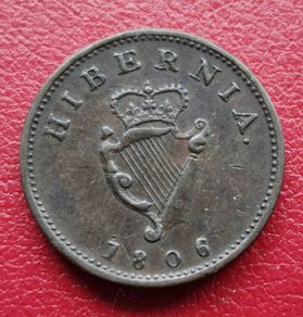 Ireland Hibernia Farthing 1806 - King George III coin