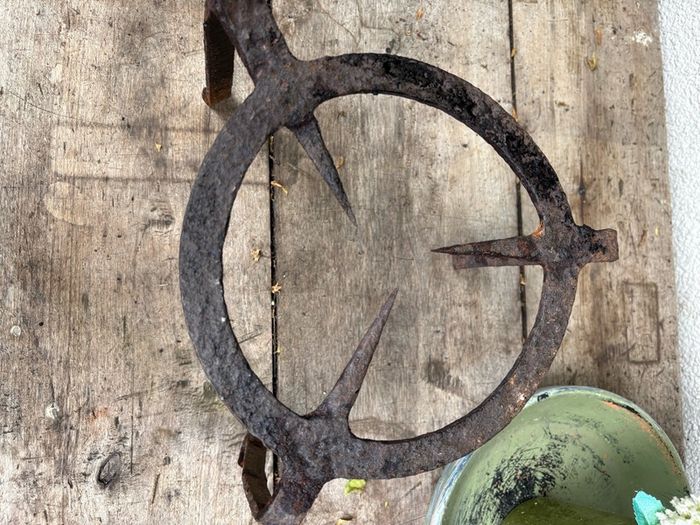 19 th Century Hand Forged wrought iron Fire Hearth Trivet