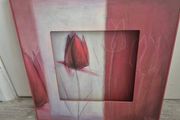 Large Framed Abstract Red Tulip Painting