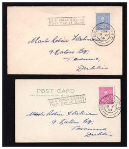1954 Ireland Centenary of The Opening of the Catholic University (Cardinal Newman) Commemorative Stamps (on on Plain Addressed ) First Day Cover with Dublin Cancel