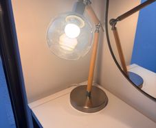Adjustable Wood & Glass Desk Lamp