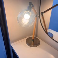 Adjustable Wood & Glass Desk Lamp