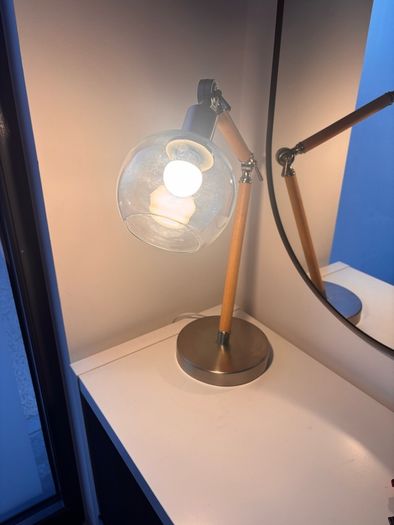 Adjustable Wood & Glass Desk Lamp