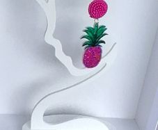 Tropical Hot Pink Seed Bead & Resin Earrings
