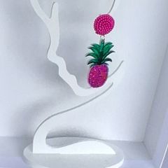 Tropical Hot Pink Seed Bead & Resin Earrings