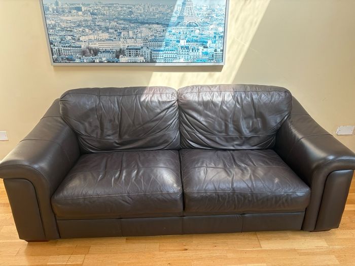 Brown Leather Two Seater Sofa