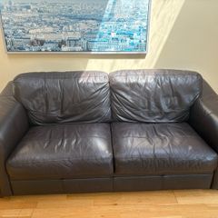 Brown Leather Two Seater Sofa