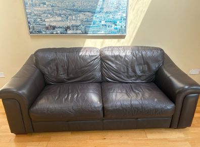 Brown Leather Two Seater Sofa