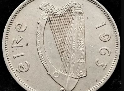 [#2106] - Ireland 1963 | Irish 2s6d | Irish Half Crown | Horse | KM.16a | High Grade