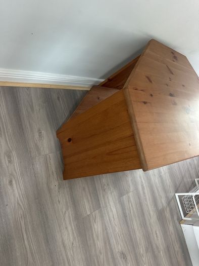 Wooden TV stand with shelves