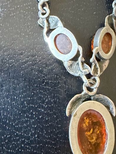 silver amber necklace