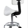 Saddle Spa Rolling White Stool with Back Support for Beauty Tattoo Image 3