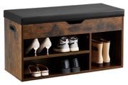 Entryway Shoe Bench, 805 x 305 x 445 mm Shoe Storage Organizer with Hidden Lift Top Storage Space, 300lbs Bench with Cushion Seat and 3 Cabinets