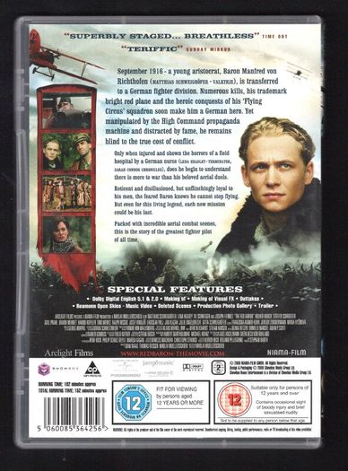 The Red Barron DVD Movie. Staring Tomas Ibl, Albert Franc and Matthias Schweighofer